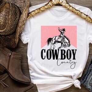 Western Cowboy Pink Rodeo Graphic Vintage Country Shirt 99
